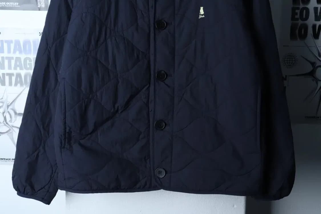 (S) 예일 패딩 점퍼자켓 스몰로고 경량 퀄팅 네이비-17021 상품이미지4