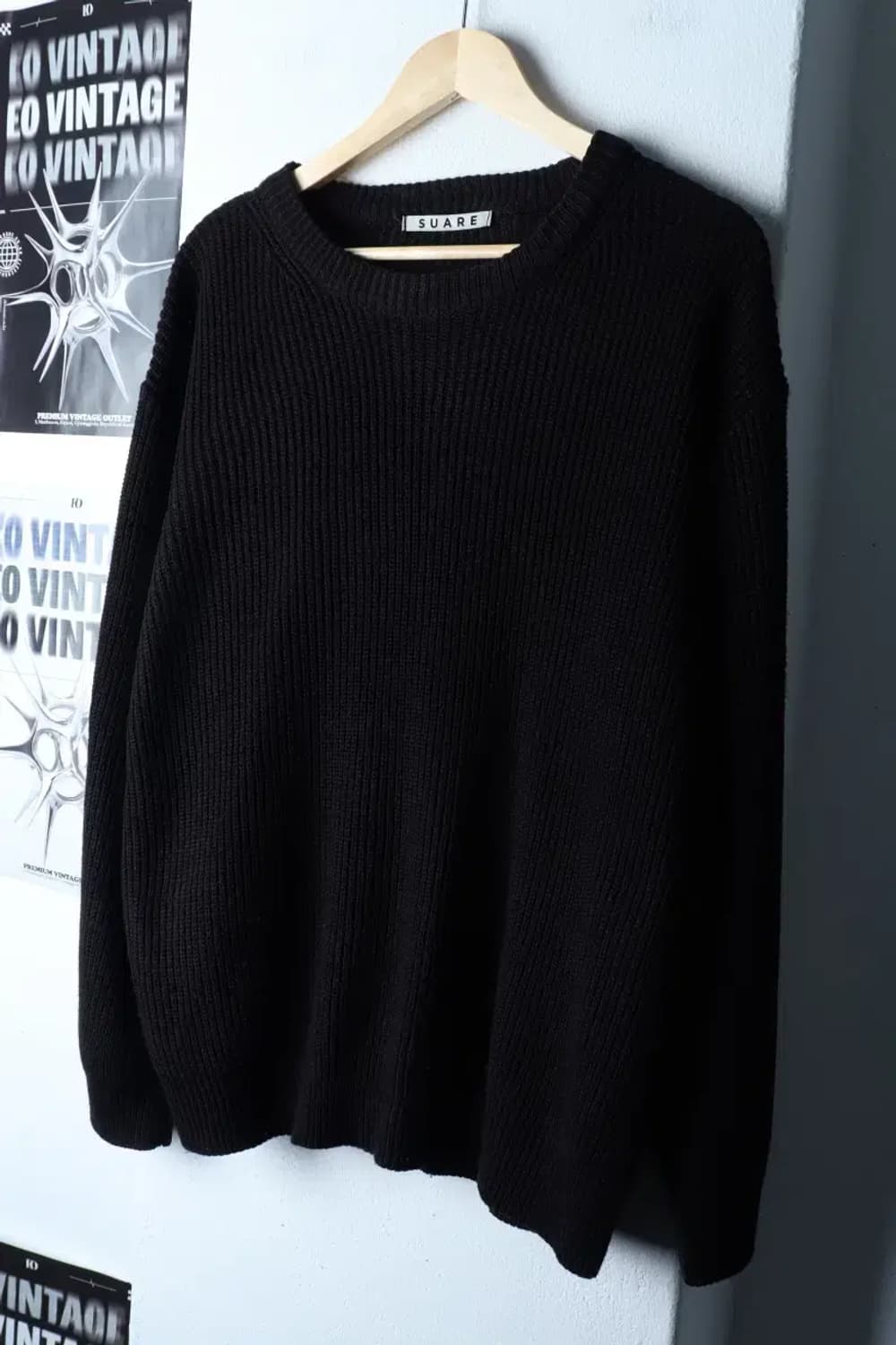 (L-2XL) 수아레 니트 루즈핏 무지 블랙-16F9B 상품이미지1