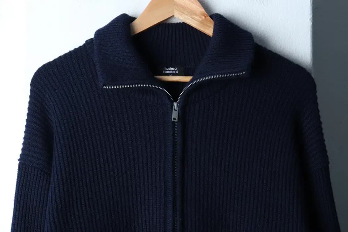 (M-L) 무신사 스탠다드 니트 가디건 집업 투웨이 캐시미어-16F9F 상품이미지3