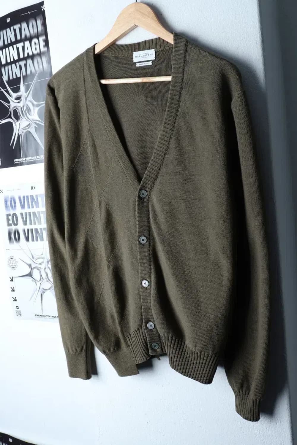 (L-XL) 발렌타인 니트 가디건 아가일 카키 이태리-16FA1 상품이미지1