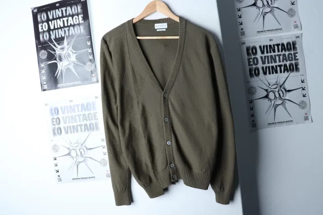 (L-XL) 발렌타인 니트 가디건 아가일 카키 이태리-16FA1 상품이미지2