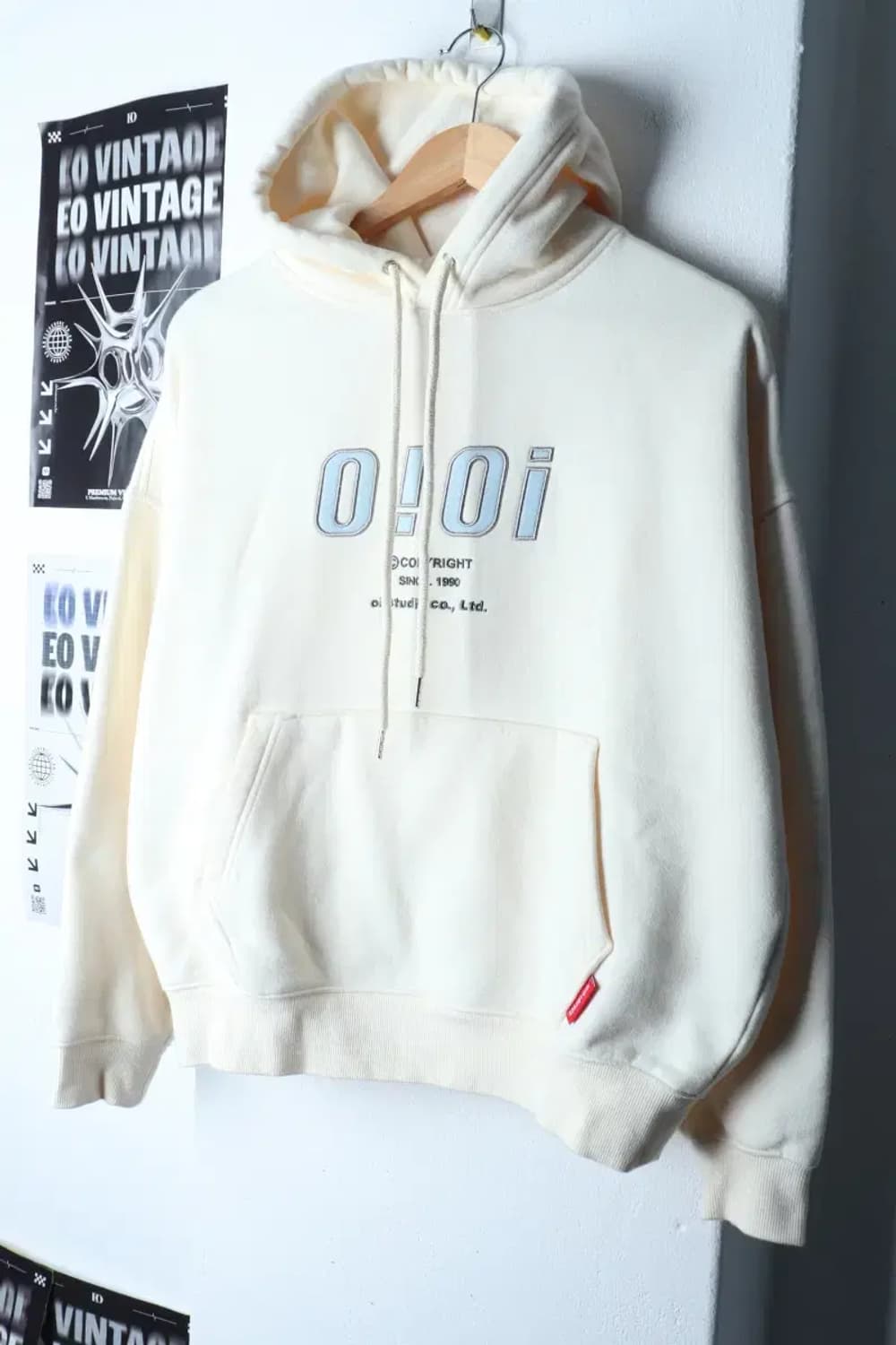 W(S) 오아이오아이 후드티셔츠 빅로고 아이보리 기모 키치-16E9C 상품이미지1