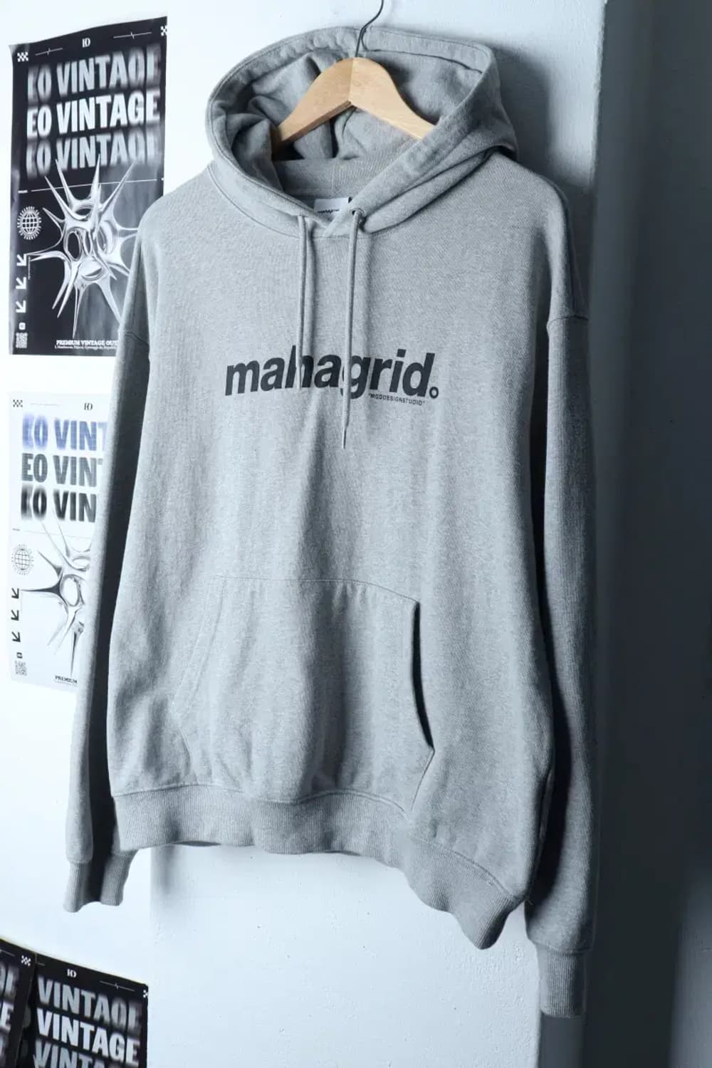 (M-XL) 마하그리드 후드티셔츠 레터링 그레이 올드스쿨-16E9E 상품이미지1