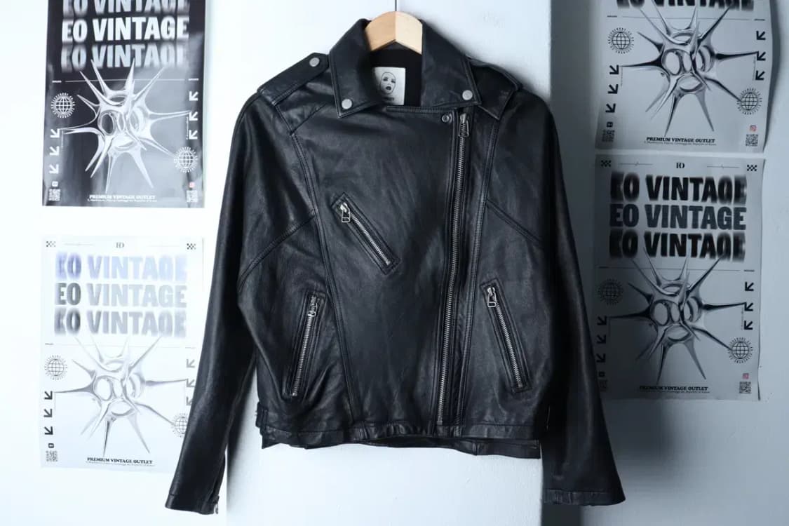 W(S-M) 톰보이 집업 바람막이 점퍼자켓 레더 램스킨 블랙-16EA0 상품이미지2