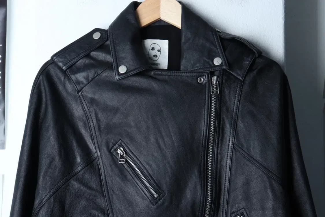 W(S-M) 톰보이 집업 바람막이 점퍼자켓 레더 램스킨 블랙-16EA0 상품이미지3