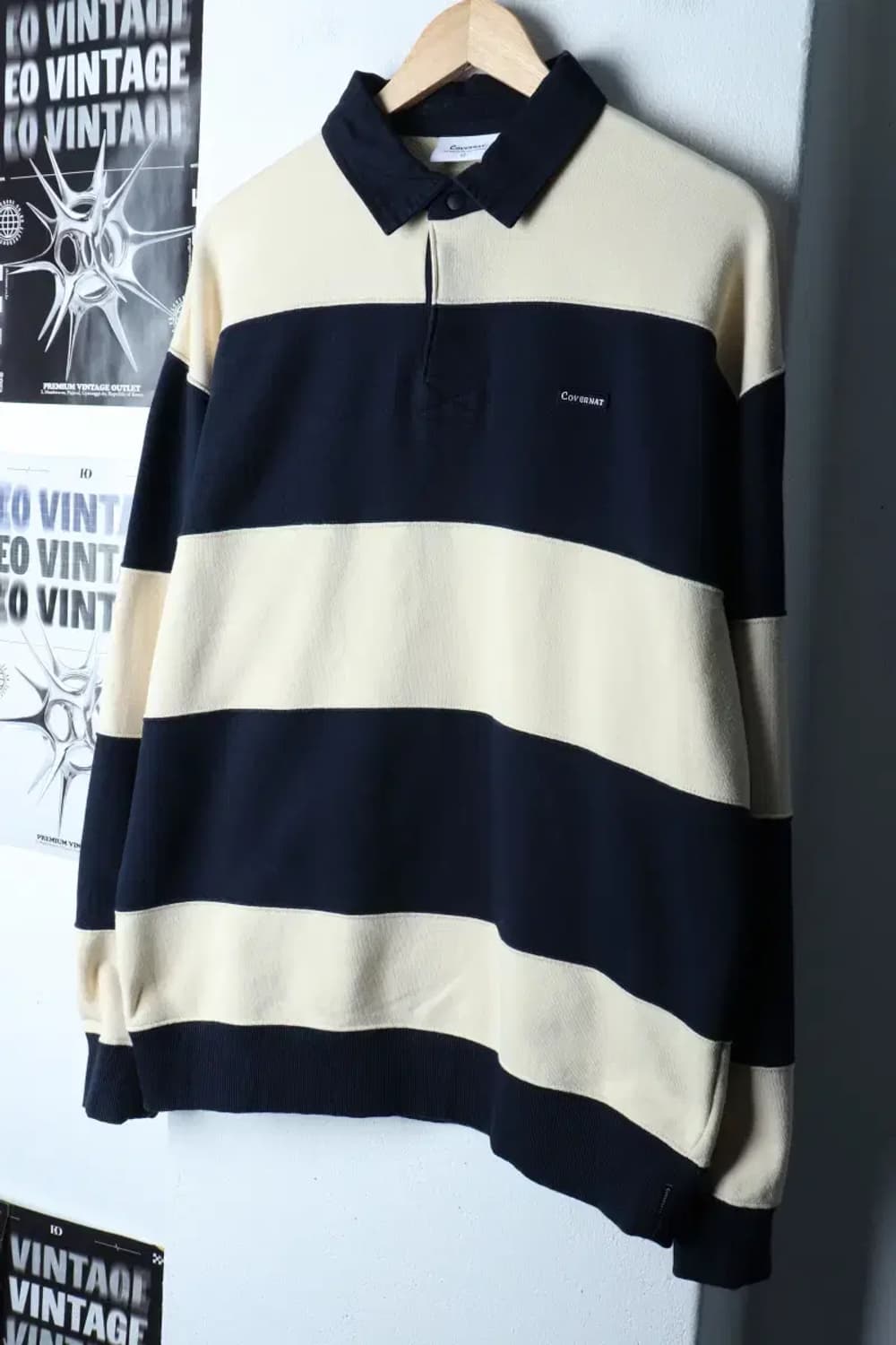 (L-XL) 커버낫 카라 긴팔티셔츠 루즈핏 럭비 올드스쿨-16EA5 상품이미지1