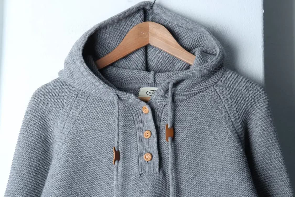 W(F) 브랜드빈티지 니트 세미크롭 헨리넥 그레이 울-16EA6 상품이미지3