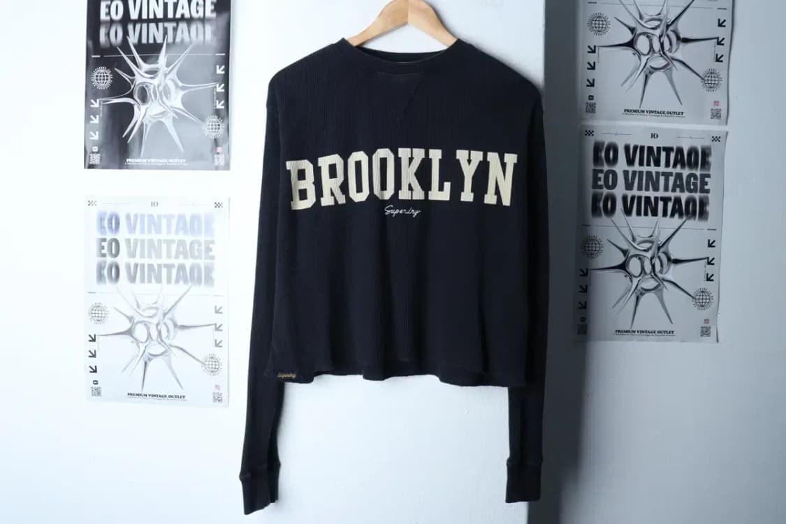 W(S-M) 슈퍼드라이 긴팔티셔츠 브루클린 와플 크롭 잘익음-16EAE 상품이미지2