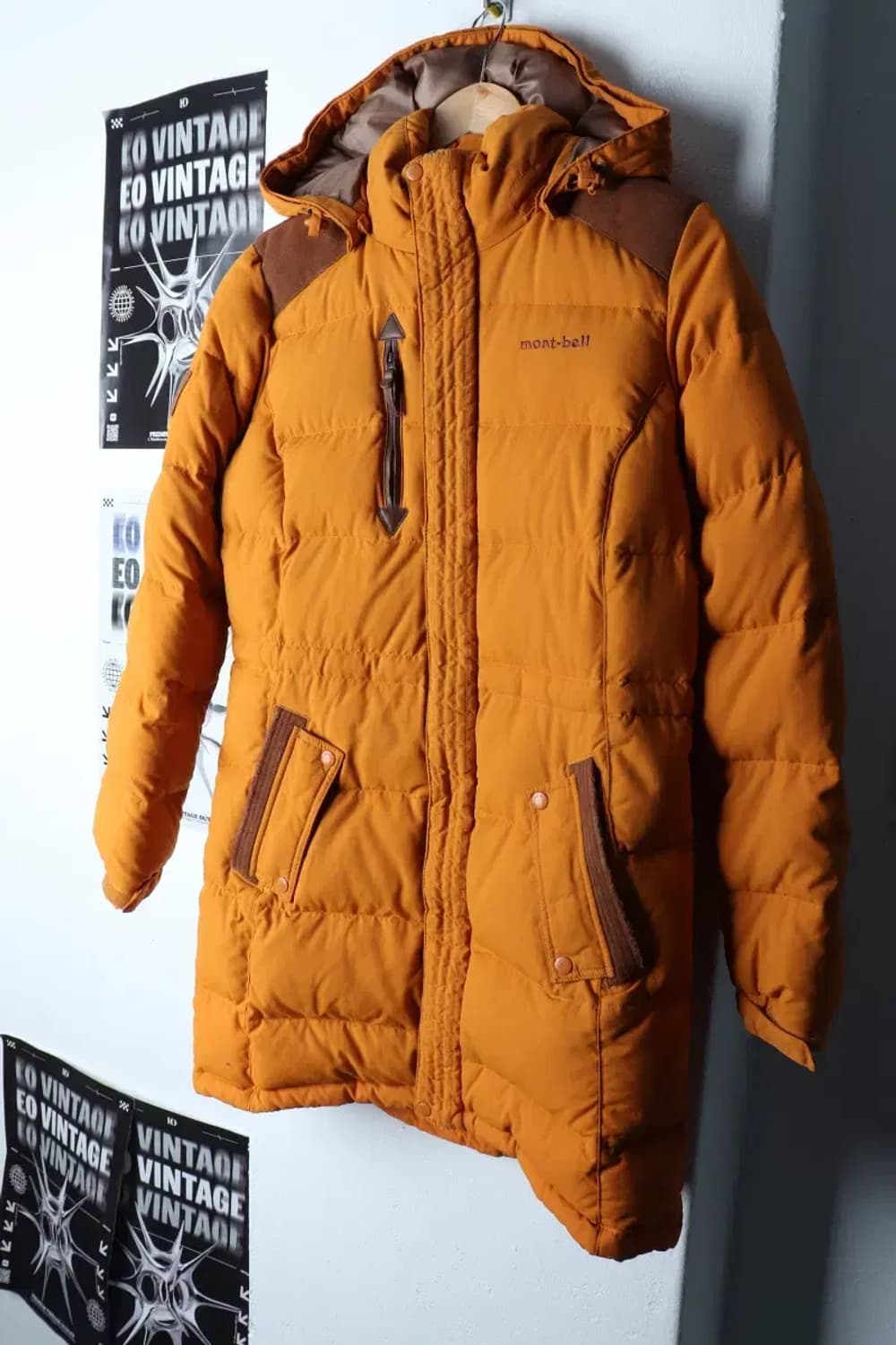 W(S-M) 몽벨 패딩 점퍼자켓 유행 구스다운 오렌지 롱-16EB0 상품이미지1