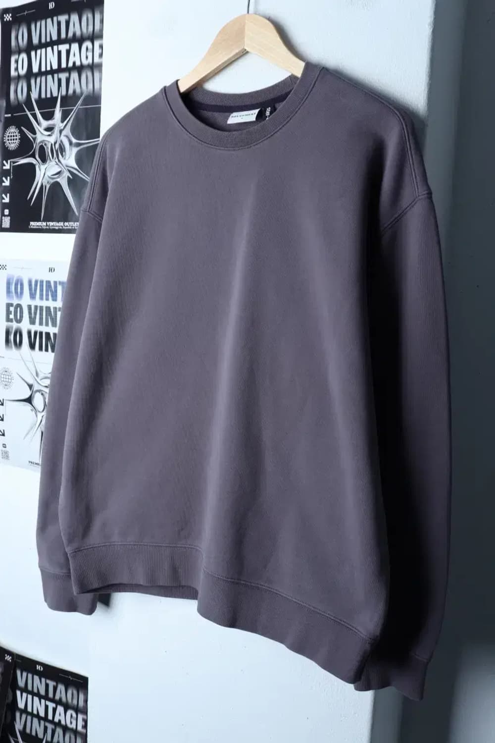 (M-L) 소버먼트 맨투맨 티셔츠 세미오버핏 그레이 무지-16EBE 상품이미지1