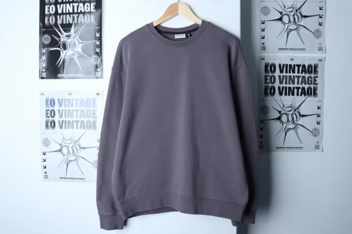 (M-L) 소버먼트 맨투맨 티셔츠 세미오버핏 그레이 무지-16EBE 상품이미지2