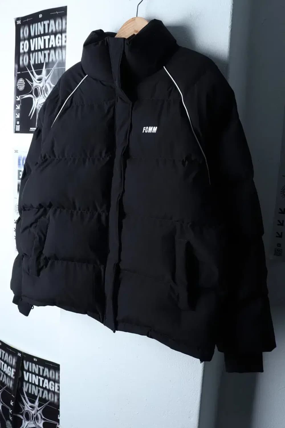 (M-XL) FCMM 패딩 점퍼자켓 나그랑 블랙 올드스쿨-1704C 상품이미지1