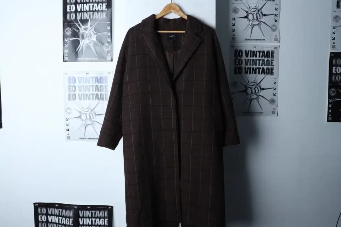 W(S-M) 세컨플로어 코트자켓 헤링본 체크 브라운 울-1705E 상품이미지2