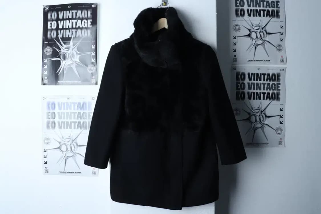 W(XS-S) 더쿠플스 코트자켓 캐시미어 블랙 숏 퍼-17060 상품이미지2