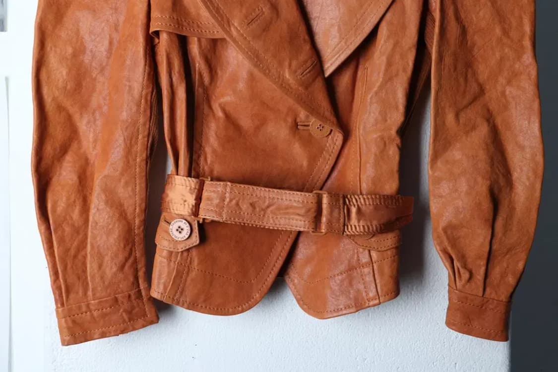 W(S) 오즈세컨 집업 바람막이 점퍼자켓 레더 브라운 카멜-17064 상품이미지4