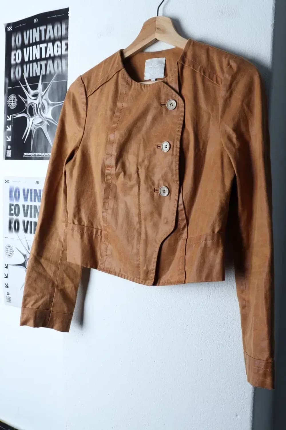 W(S) 오즈세컨 집업 바람막이 점퍼자켓 레더 브라운 크롭-17065 상품이미지1