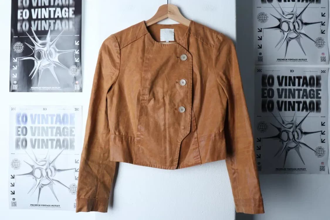 W(S) 오즈세컨 집업 바람막이 점퍼자켓 레더 브라운 크롭-17065 상품이미지2