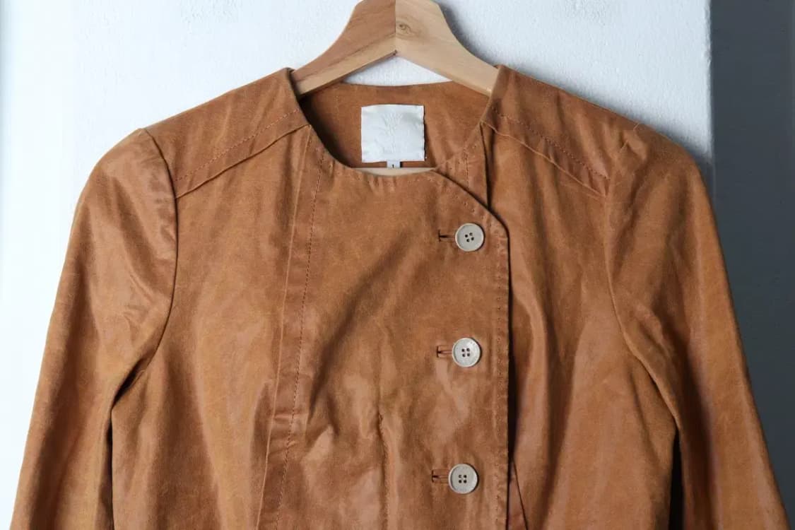 W(S) 오즈세컨 집업 바람막이 점퍼자켓 레더 브라운 크롭-17065 상품이미지3