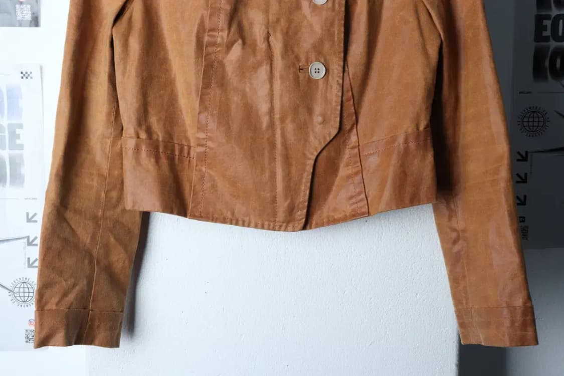 W(S) 오즈세컨 집업 바람막이 점퍼자켓 레더 브라운 크롭-17065 상품이미지4