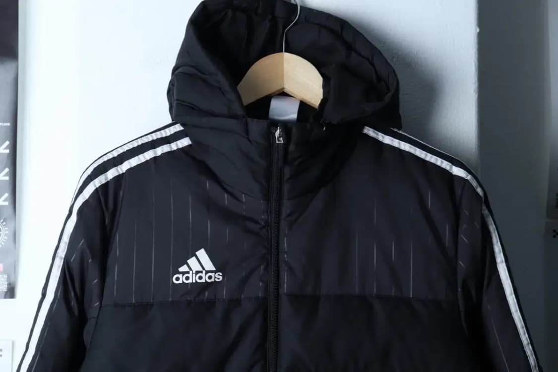 (S-M) 아디다스 패딩 점퍼자켓 덕다운 블랙 삼선 롱-1717A 상품이미지3