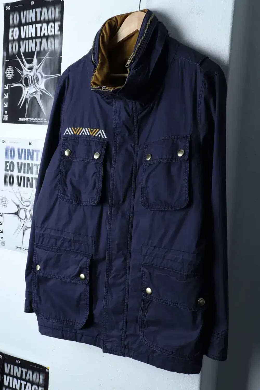 (L-XL) 게스 패딩 점퍼자켓 야상 네이비 아메카지 자수-17186 상품이미지1