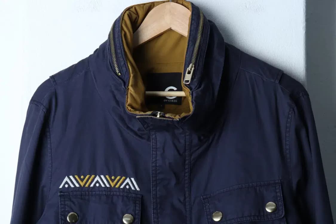 (L-XL) 게스 패딩 점퍼자켓 야상 네이비 아메카지 자수-17186 상품이미지3