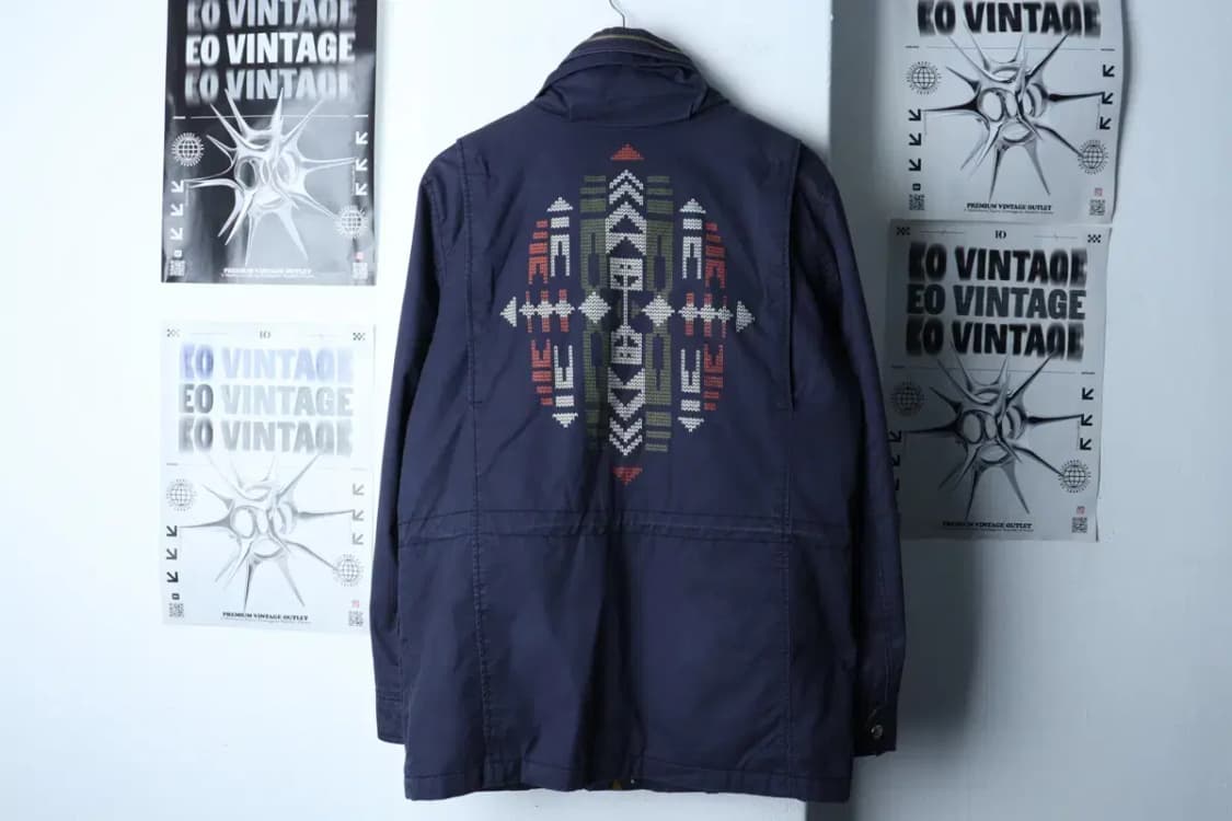 (L-XL) 게스 패딩 점퍼자켓 야상 네이비 아메카지 자수-17186 상품이미지6