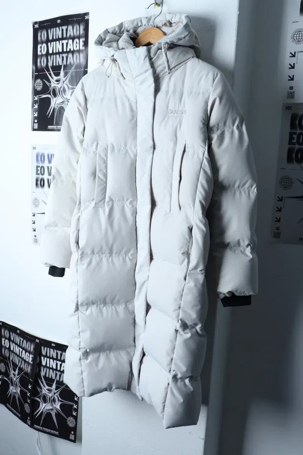 W(S) 게스 패딩 점퍼자켓 덕다운 화이트 롱 올드스쿨-1718A 상품이미지1