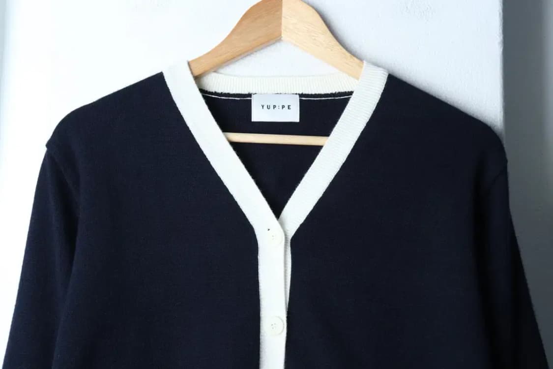 W(F) 엽페 니트 가디건 네이비 세미크롭 단정-171CB 상품이미지3