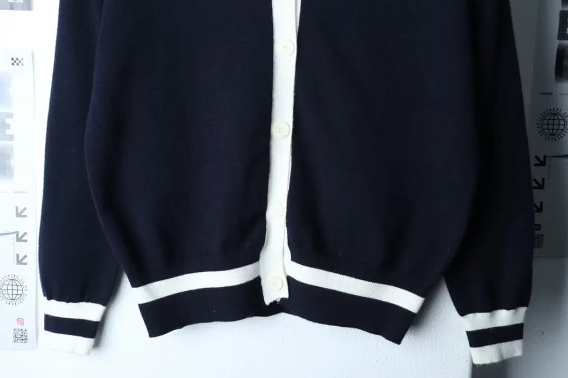 W(F) 엽페 니트 가디건 네이비 세미크롭 단정-171CB 상품이미지4
