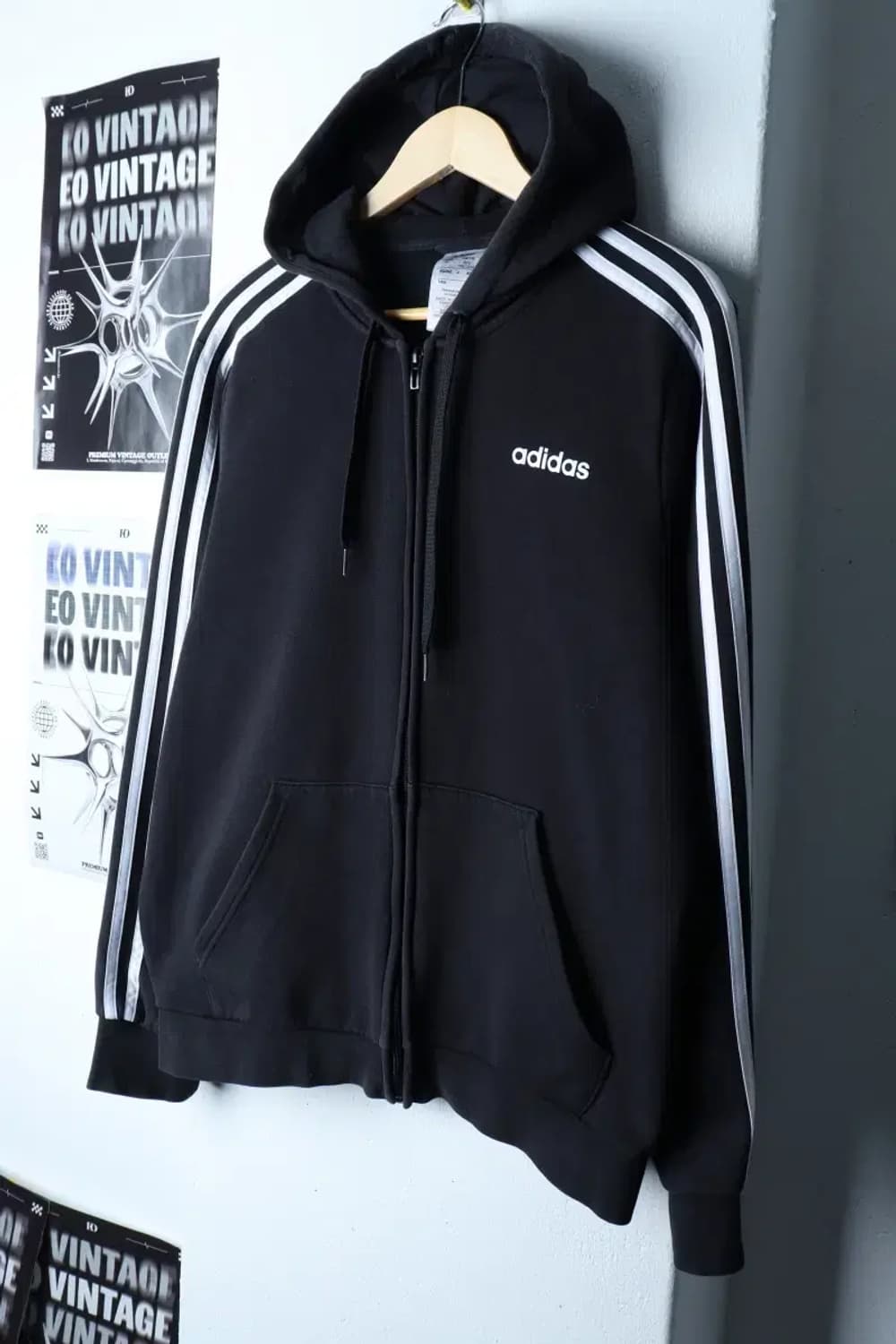 (XL) 아디다스 후드집업 작은사용감 블랙 삼선 올드스쿨-171CC 상품이미지1