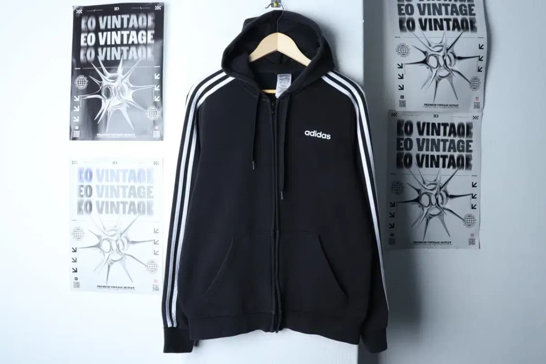 (XL) 아디다스 후드집업 작은사용감 블랙 삼선 올드스쿨-171CC 상품이미지2