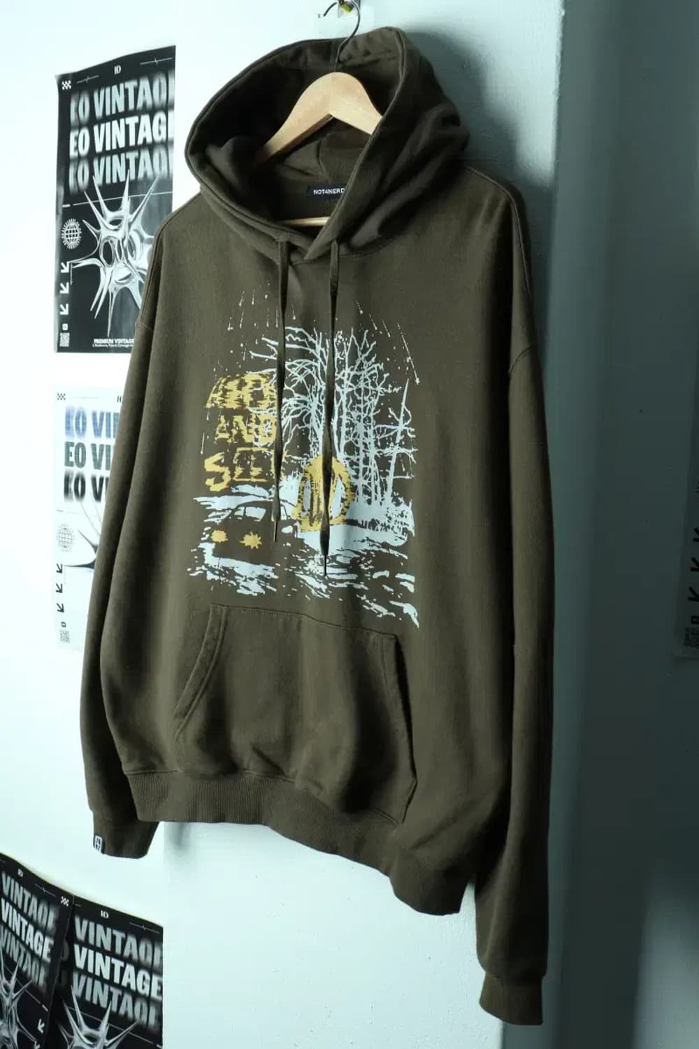 (M-L) 낫포너드 후드티셔츠 루즈핏 카키 스트릿-171D1 상품이미지1