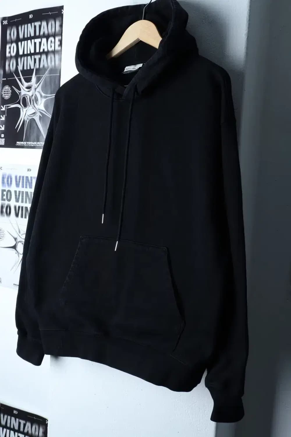 (S-M) 소버먼트 후드티셔츠 블랙 무지 헤비-171D5 상품이미지1