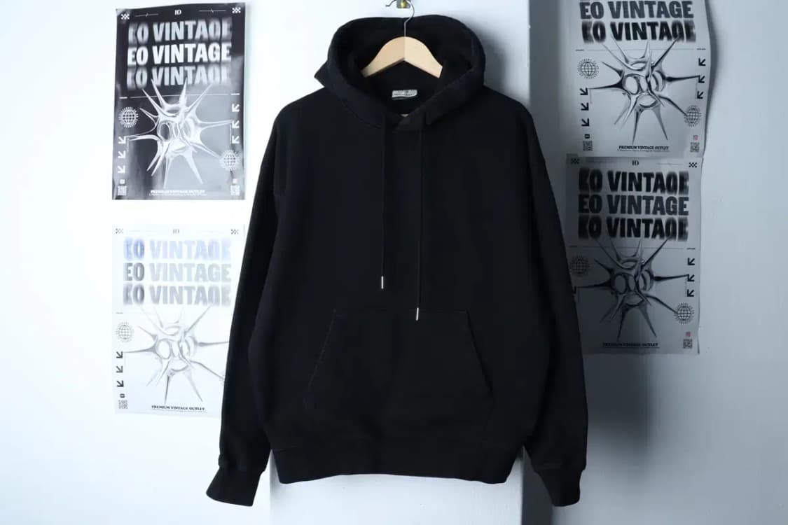 (S-M) 소버먼트 후드티셔츠 블랙 무지 헤비-171D5 상품이미지2