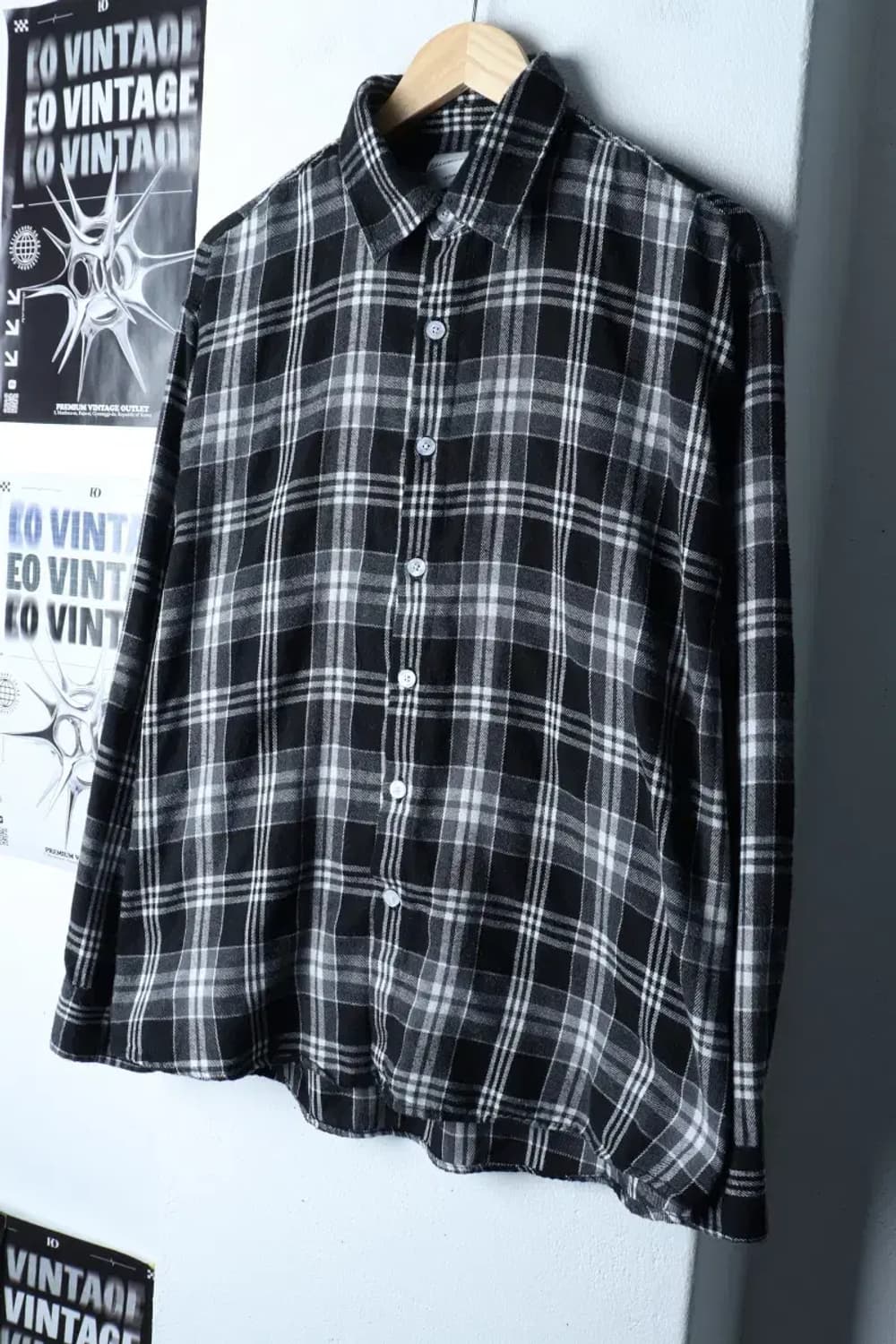 (M) 필루미네이트 셔츠 남방 체크 플란넬 블랙-171D7 상품이미지1