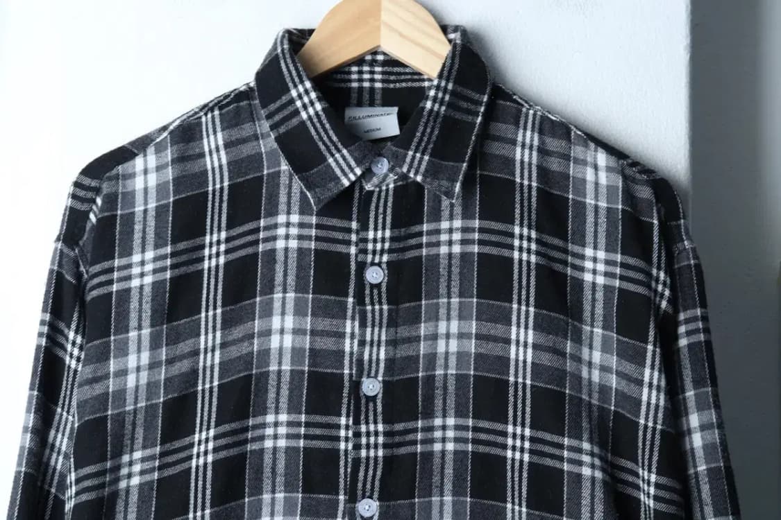 (M) 필루미네이트 셔츠 남방 체크 플란넬 블랙-171D7 상품이미지3