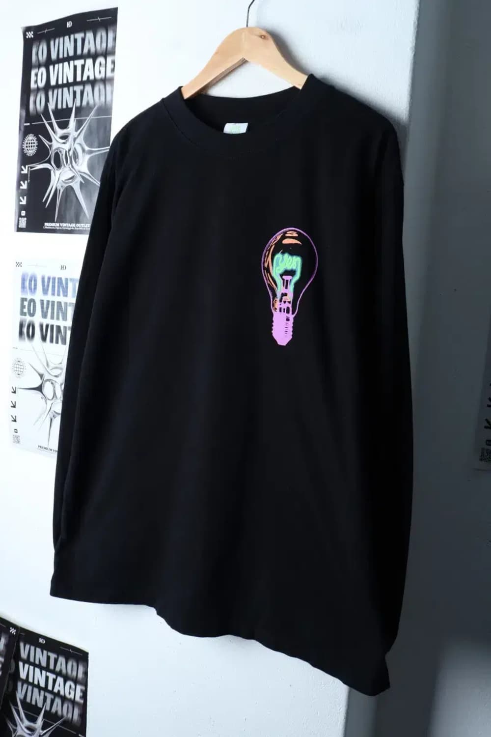 (XL) 예스아이씨 긴팔티셔츠 빅프린팅 블랙 스트릿-171D8 상품이미지1