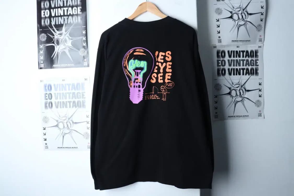 (XL) 예스아이씨 긴팔티셔츠 빅프린팅 블랙 스트릿-171D8 상품이미지6