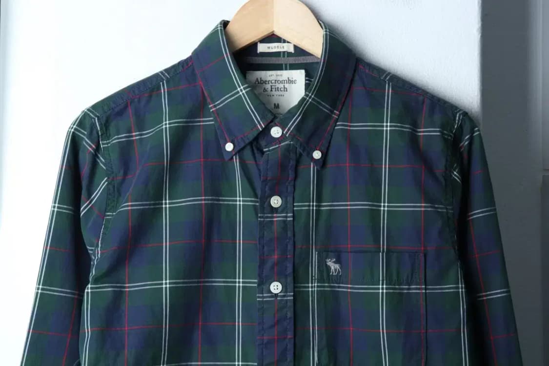 (M-L) 아베크롬비 셔츠 남방 체크 그린 아메카지-171DB 상품이미지3