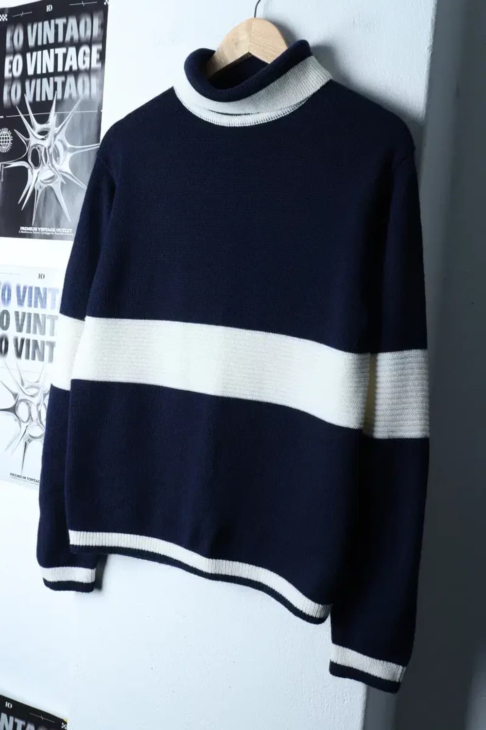 (S) 브랜드빈티지 니트 목폴라 네이비 울-17206 상품이미지1