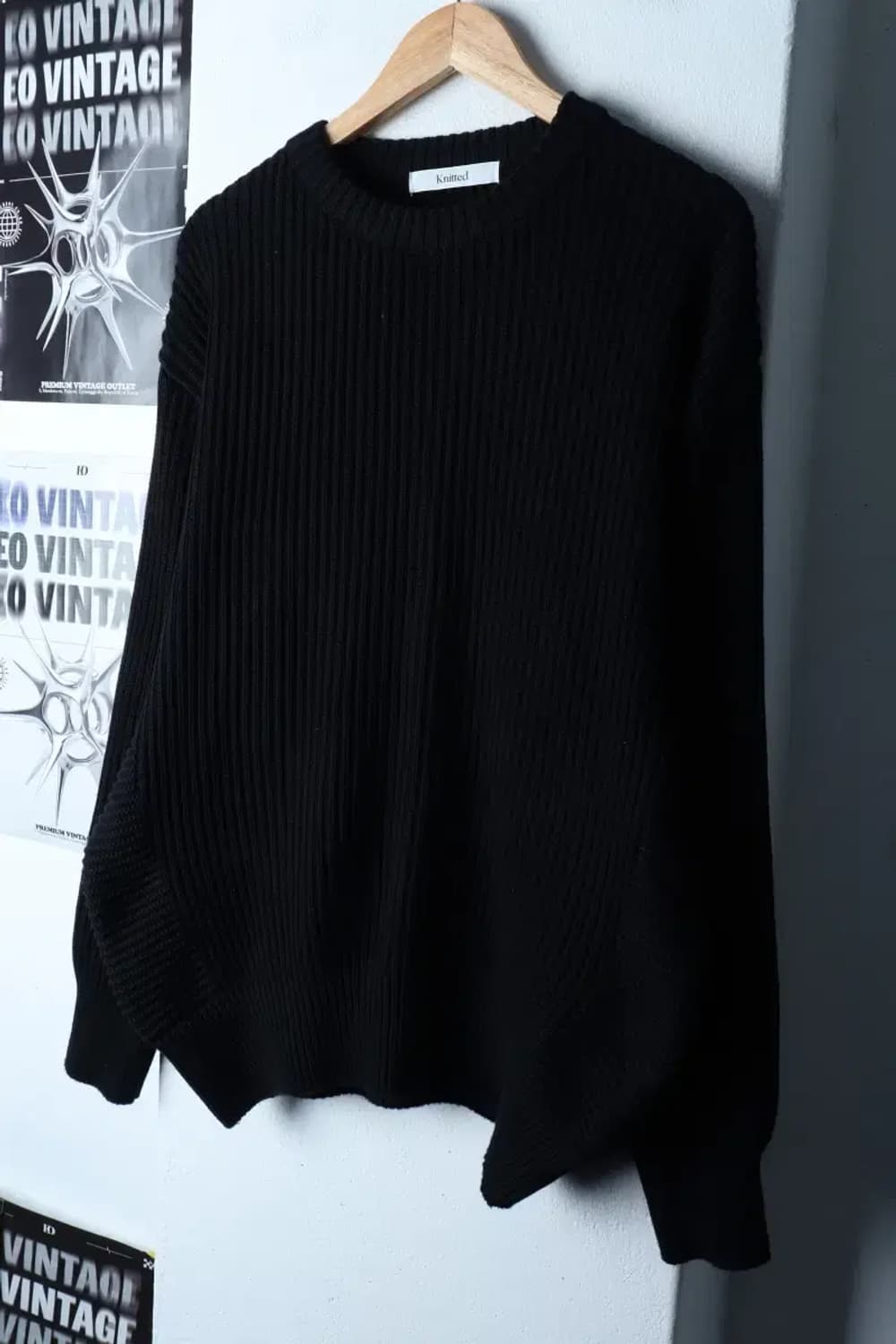 (XL-2XL) 니키드 니트 무지 블랙 헤비-1720A 상품이미지1