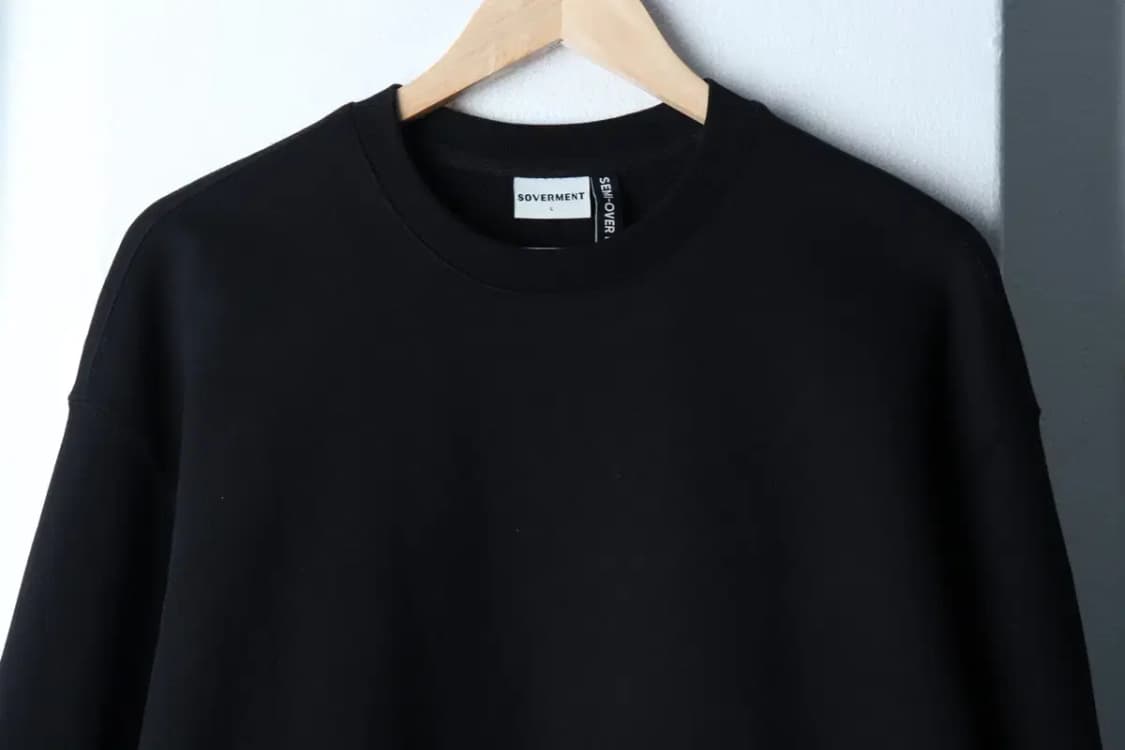 (L-XL) 소버먼트 맨투맨 티셔츠 세미오버 무지 블랙-1720C 상품이미지3