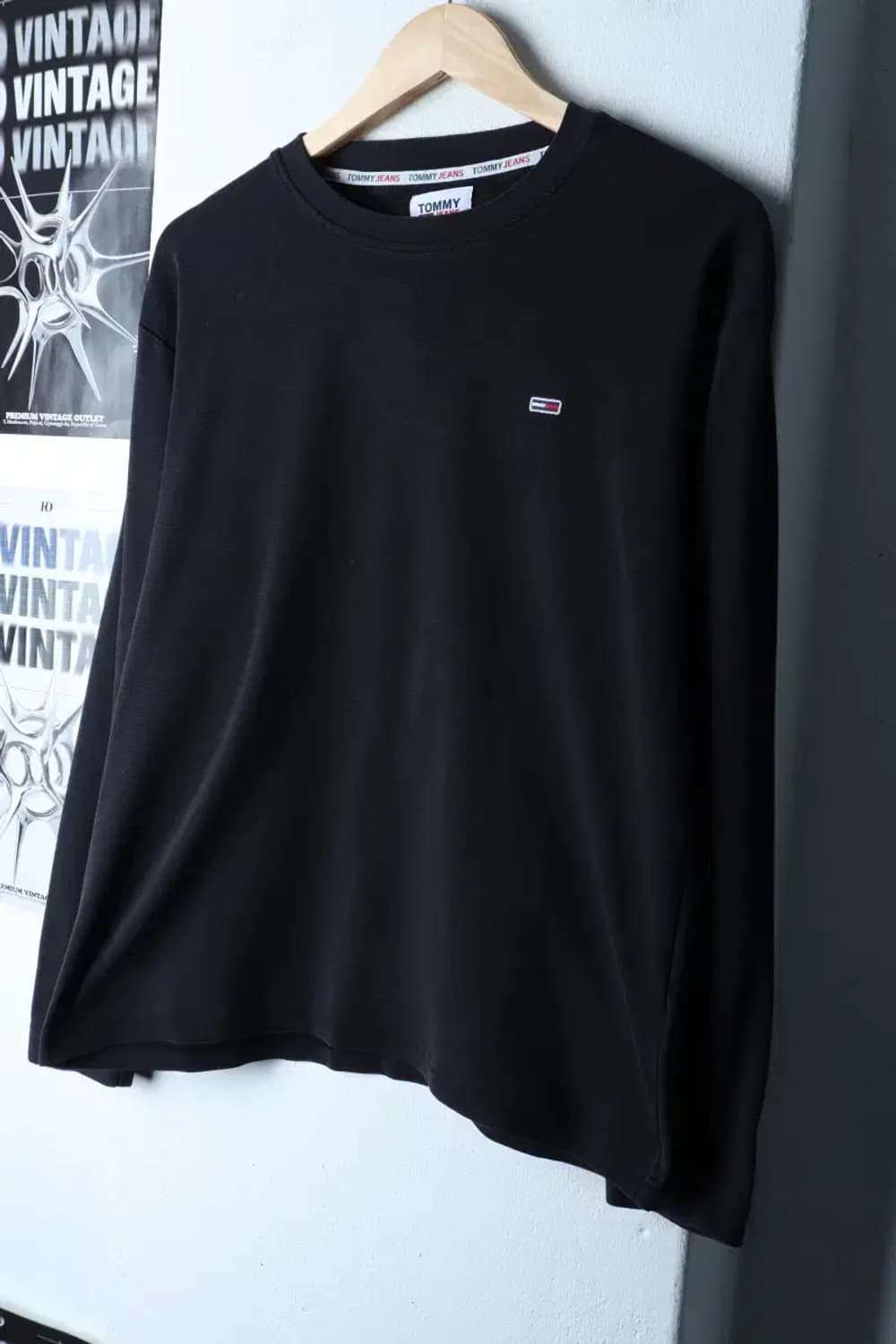 (S) 타미힐피거 긴팔티셔츠 작은사용감 스몰로고 블랙-17219 상품이미지1