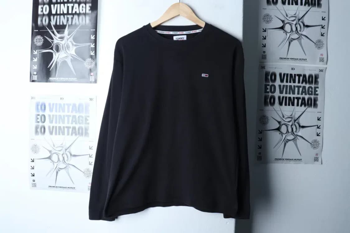 (S) 타미힐피거 긴팔티셔츠 작은사용감 스몰로고 블랙-17219 상품이미지2