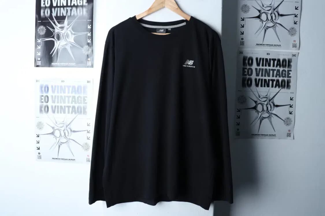 (2XL) 뉴발란스 긴팔티셔츠 빅사이즈 스몰로고 블랙 올드스쿨-1721A 상품이미지2