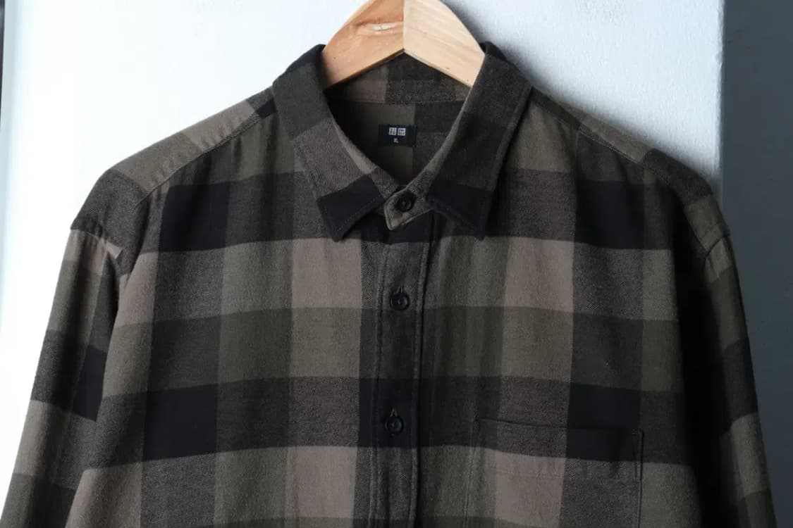 (XL-2XL) 유니클로 셔츠 남방 체크 플란넬 그린 아메카지-17222 상품이미지3