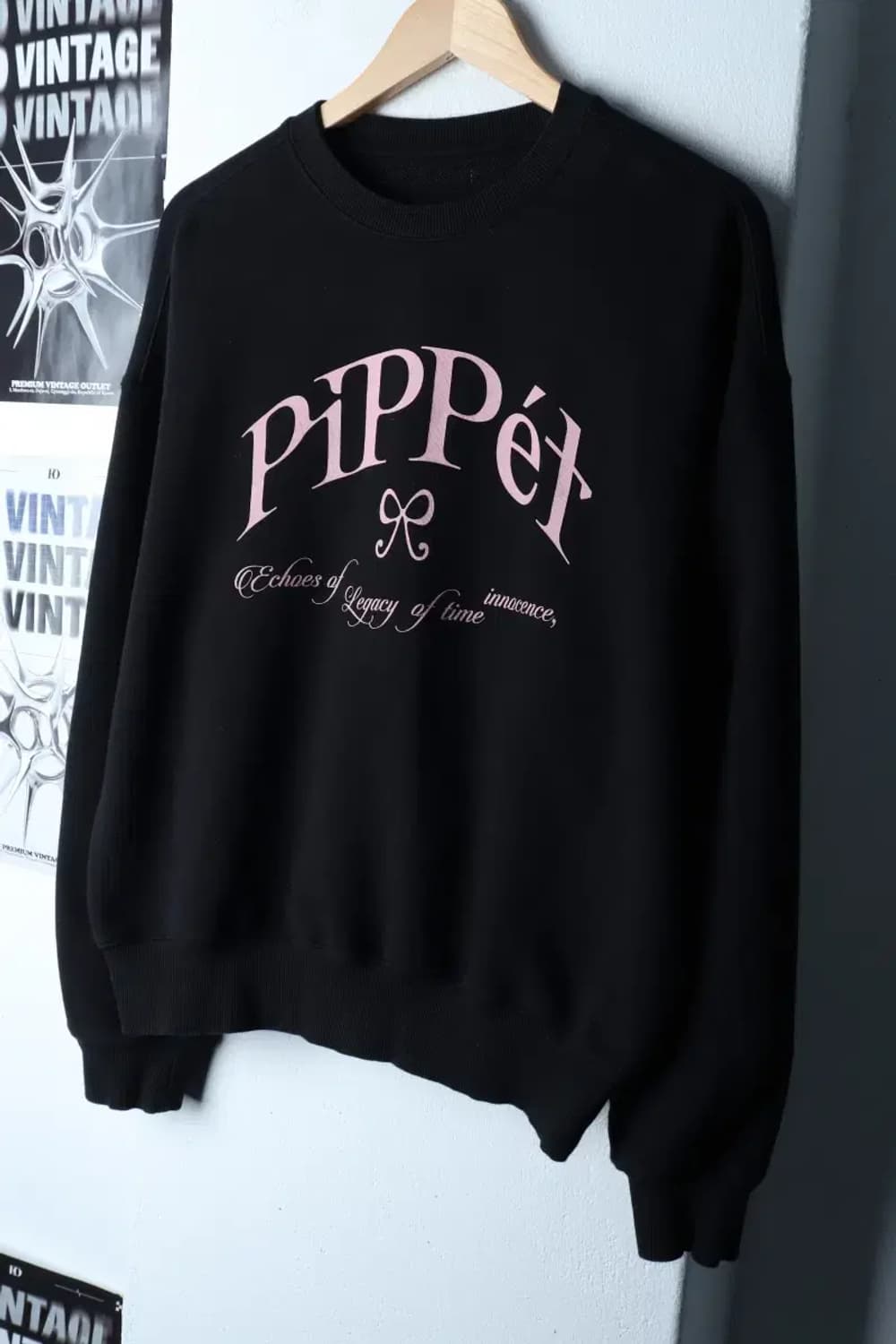 W(F) 핍펫 맨투맨 티셔츠 빅로고 블랙 올드스쿨-17226 상품이미지1