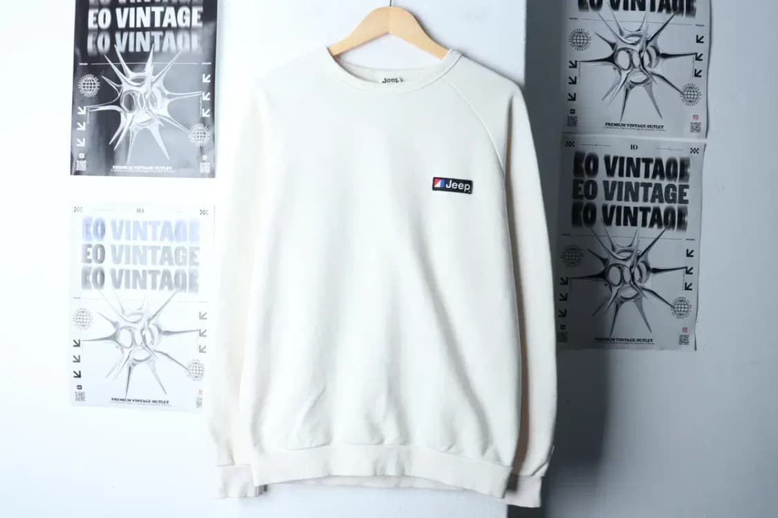 (M-L) 지프 맨투맨 티셔츠 루즈핏 아이보리 올드스쿨-17227 상품이미지2