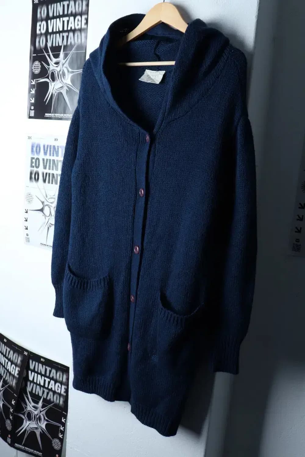W(F) 브랜드빈티지 니트 가디건 블루 울 롱-1722D 상품이미지1